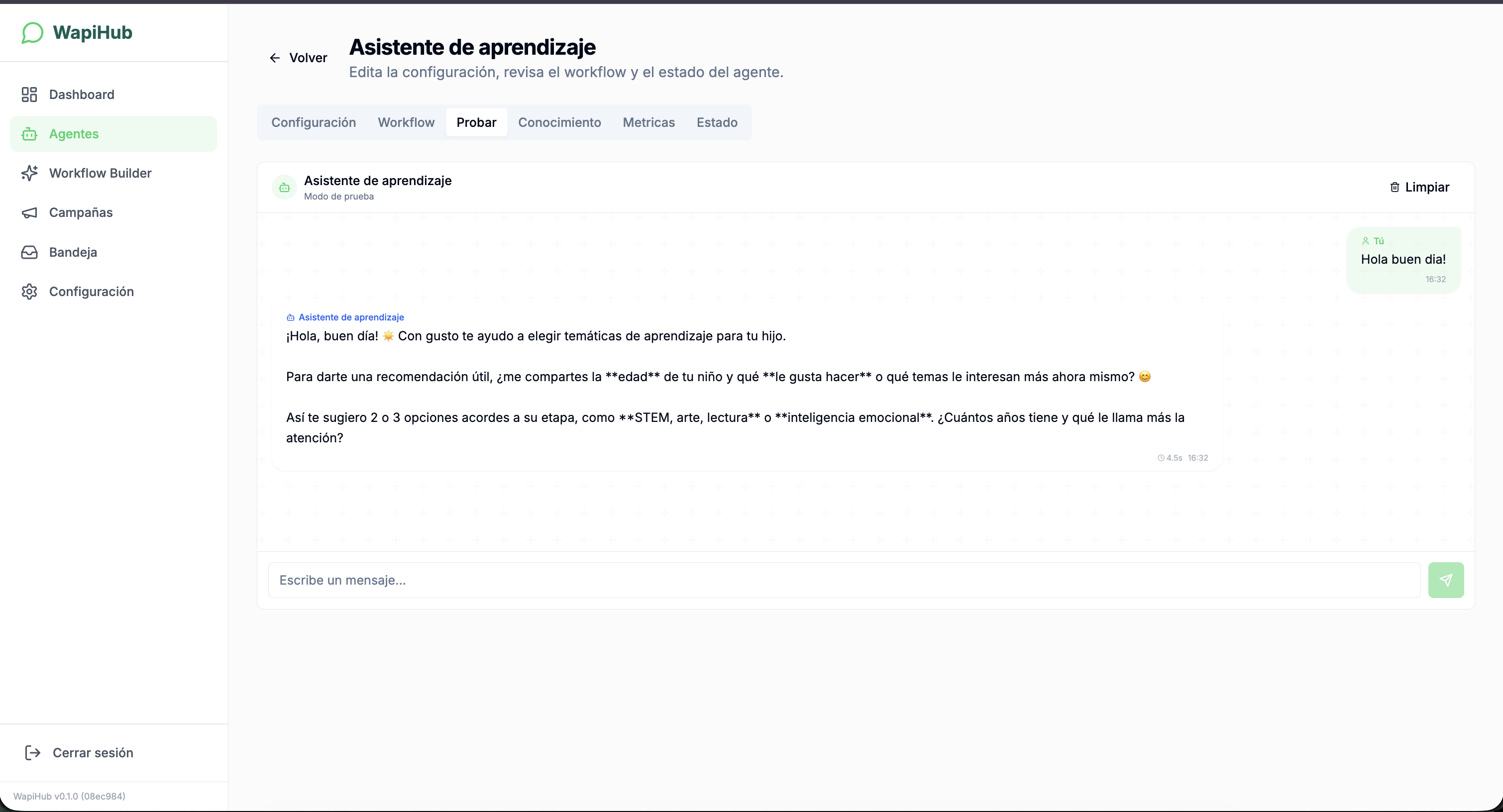 Configuración de agente IA